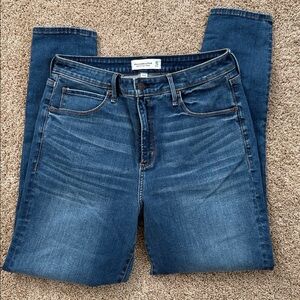 Abercrombie & Fitch High Rise Super Skinny Jeans - Dark Blue- curve love